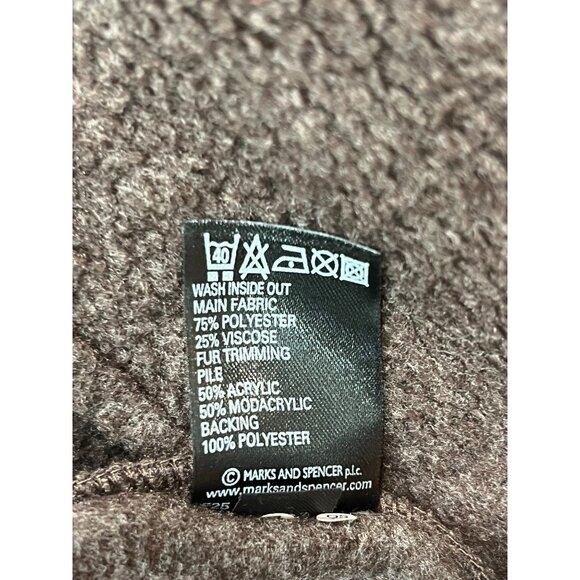 Marks & Spencer‎ Faux Fur Trim Brown Fleece Vest UK 14 - Picture 7 of 8